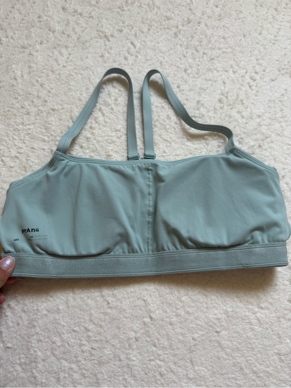 prAna Everyday Bralette Sports Bra Sage Green Strappy Back Medium - Picture 4 of 5